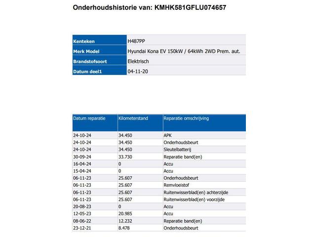 Hyundai Kona EV Premium 64 kWh Automaat / Accu SoH 98,8% / HUD / Adaptieve CC / Elektr. stoelen / Stoelventilatie / Stuur-, stoel- en achterbankverwaming / Apple Carplay Android / Navigatie / Dode Hoek /