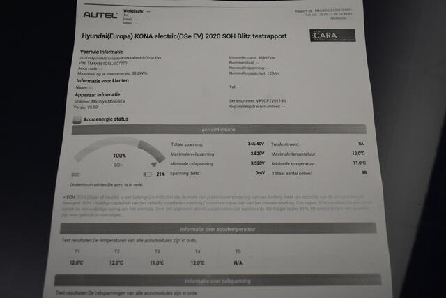 Hyundai Kona EV Premium 64 kWh 100% SOH Pano Cam Head-up Leder El-stoelen Winterpack
