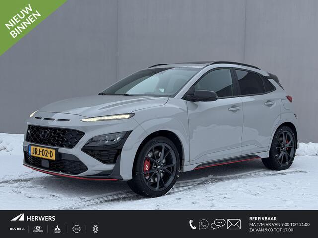 Hyundai Kona 2.0 T-GDI N Performance 280pk DCT8 / Fabrieksgarantie tot 04/2027 / Schuifdak / Dealer Onderhouden / Trekhaak / Limited Slip Diff / Adaptieve Cruise / Adaptieve Onderstel / Stoel & Stuurwielverwarming / Elektr. Stoelen / Stoelventilatie / Navigatie / Came