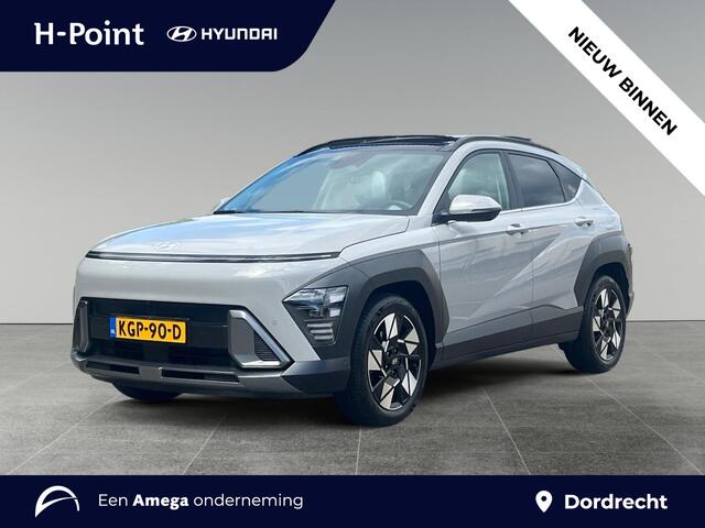 Hyundai Kona 1.6 GDI 140pk HEV Premium Sky | SCHUIF/KANTELDAK | FULL LED | PREMIUM LEDER | ADAPTIVE CRUISE | 360° CAMERA | STOELVERW. + KOELING | FABRIEKS.GAR. 4-2030 |