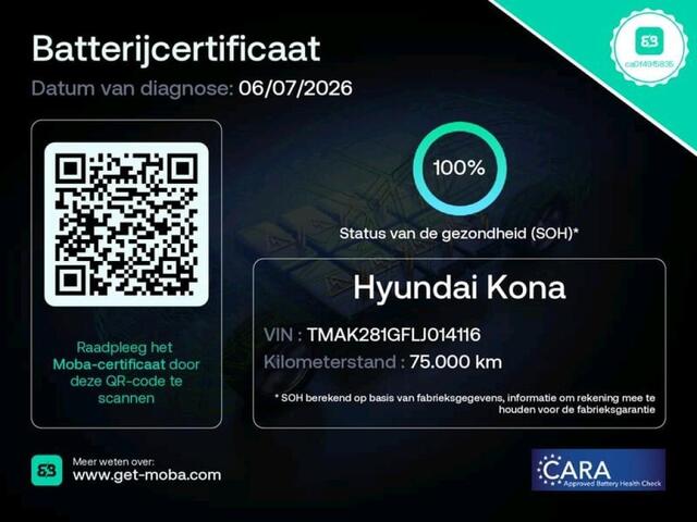 Hyundai Kona EV COMFORT 64 KWH (100% SOH) I 3-FASE LADEN I WARMTEPOMP I ADAPTIVE CRUISE CONTROL I P-CAMERA