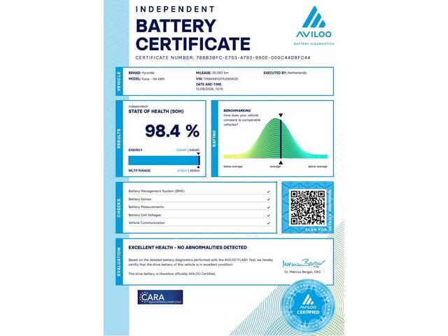 Hyundai Kona EV 64kWh PREMIUM/ LEER/ HEAD-UP/ BLINDSPOT/ SOH 98%