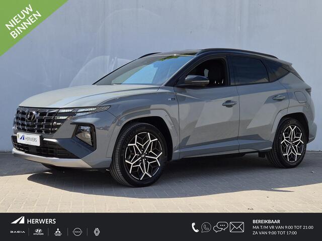 Hyundai TUCSON 1.6 T-GDI PHEV Plug-in N Line 4WD Automaat / Accu SoH 100% / Rondomzicht camera / Apple Carplay Android Auto / Trekgewicht 1350 Kg / Stoelventilatie / Stuur- en Stoelverwarming / Elektrisch bedienbare stoelen - achterklep /