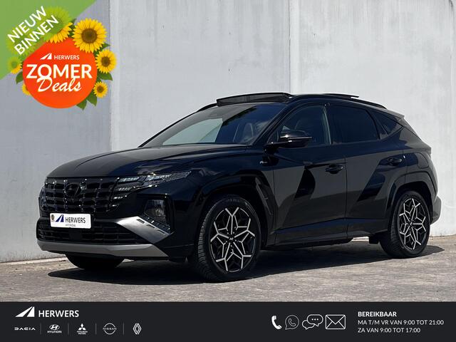 Hyundai TUCSON 1.6 T-GDI PHEV N Line Sky 265 4WD Automaat / Dealer onderhouden / Elektr. stoelen en klep / Trekgewicht 1.350 kg / Schuif-kanteldak / Stoelventilatie / Stuur- en stoelverwarming /Adapt. CC /