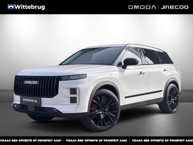 Jaecoo 7 1.5 GDI SHS-P Exclusive Black Pack en 21 Inch velgen met 1500 KG trekgewicht, 1200 KM RANGE Navigatie, Elektrische achterklep, Luxe lederen bekleding en 7 jaar garantie