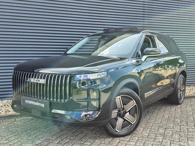 Jaecoo 7 SHS 1.5 PHEV Exclusive met 1500 KG trekgewicht, 1200 KM RANGE Navigatie, Elektrische achterklep, Luxe lederen bekleding en 7 jaar garantie Nu met 4000 euro Inruil/WK-voordeel