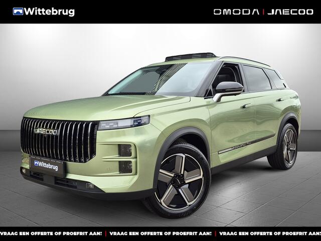 Jaecoo 7 SHS 1.5 PHEV Exclusive met 1500 KG trekgewicht, 1200 KM RANGE Navigatie, Elektrische achterklep, Luxe lederen bekleding en 7 jaar garantie Nu met 4000 euro Inruil/WK-voordeel