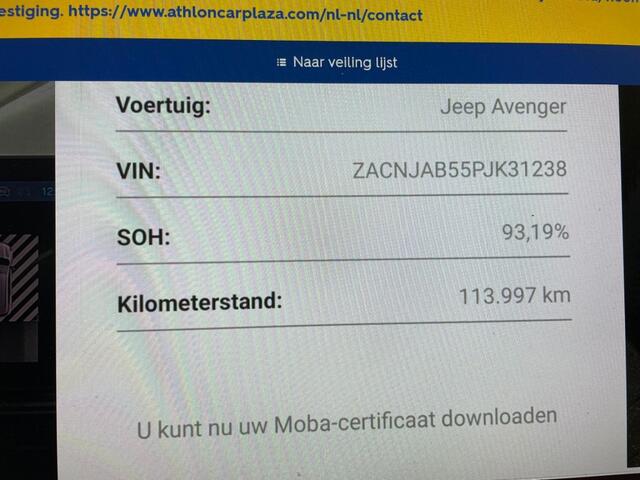Jeep Avenger Longitude 54 kWh - Carplay, Camera, Cruise, SOH 93,19%