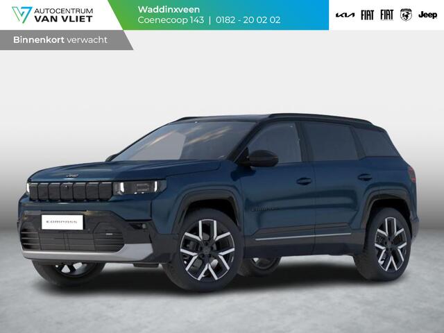 Jeep COMPASS First Edition 74 kWh | Adapt. Cruise | Camera | Carplay | 20" | Elektr. A-Klep | Navi | Winter Pack | Schuif/Kanteldak | Premium Pack | Conv. Pack | Warmtepomp
