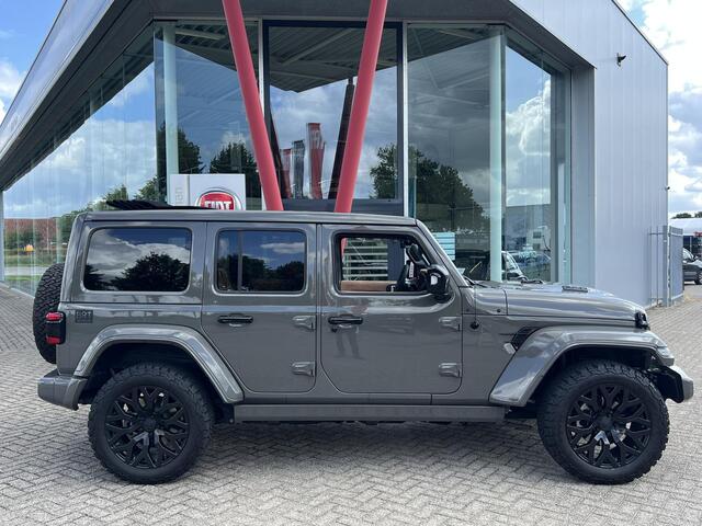 Jeep WRANGLER Unlimited 4xe 380 Sahara Brute Richmond Custom | BTW | Vouwdak | Bruin leder | Camera's | Sarge Green