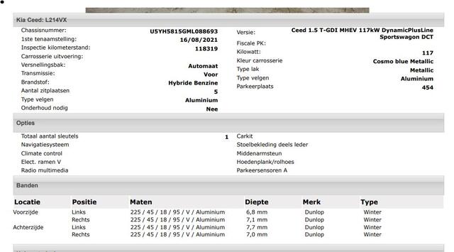 KIA CEE D Ceed Sportswagon 1.5 T-GDi 160PK Automaat DynamicPlusLine / Airco-ecc./ Pdc+Camera / Stoel-Stuurverwarming / 1/2Leder /