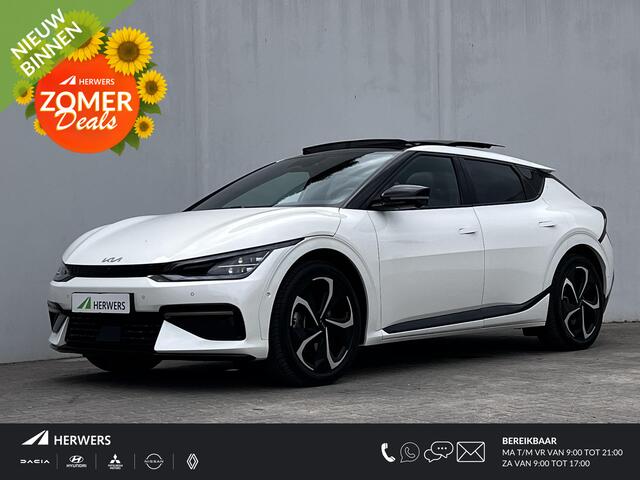 KIA EV6 GT-Line 77.4 kWh / Dealer onderhouden / Schuifdak / Trekgewicht 1.600 kg / Adaptieve CC / HUD / Elektrische stoelen en klep / Stoelventilatie / Stoel-, stuur- en achterbankverwarming / All Season banden / 20" LM wielen /