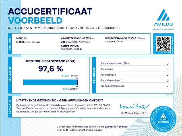 KIA EV6 58 kWh Light Edition - SOH 97,6% - Stoelverwarming - Navigatie - LED koplampen - Privacy Glass - Fabrieksgarantie tot 04-2029