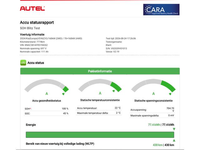KIA EV6 Edition 77.4 kWh / SOH 100% / Fabrieksgarantie tot 18-06-2032 / 1.600 kg trekgewicht / Android Auto & Apple Carplay / Navigatie / Cruise Control Adaptief / Climate Control / DAB / Draadloze Telefoonlader / Camera / Parkeerassistent / 19" Lichtmetalen Wielen / Keyless entry & start /