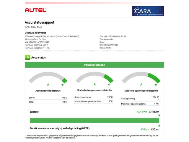 KIA EV6 Edition 77.4 kWh / SOH 100% / Fabrieksgarantie tot 05-2032 / 1.600 kg trekgewicht / Android Auto & Apple Carplay / Navigatie / Cruise Control Adaptief / Climate Control / DAB / Draadloze Telefoonlader / Camera / Parkeerassistent / 19" Lichtmetalen Wielen / Keyless entry & start /