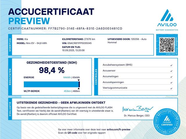 KIA e-Niro EV DynamicPlusLine 64.8 kWh - ORIGINEEL NEDERLANDSE AUTO - SOH 98,4%! - 3 FASE LADEN - TREKHAAK GEREMDTREKGEWICHT 750KG - HEAD-UP DISPLAY - ELEKTRISCHE ACHTERKLEP - SCHUIF/KANTELDAK - KEYLESS ENTRY & START - STUUR EN STOEL VERWARMING - PARKEERSENSOREN VOO