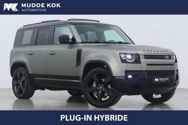 Land Rover DEFENDER P300e 110 X-Dynamic HSE | Pangea Green Satin | Black Pack | ACC | Panoramadak | Luchtvering | Stoel+Stuurverwarming | 360° Camera | Trekhaak