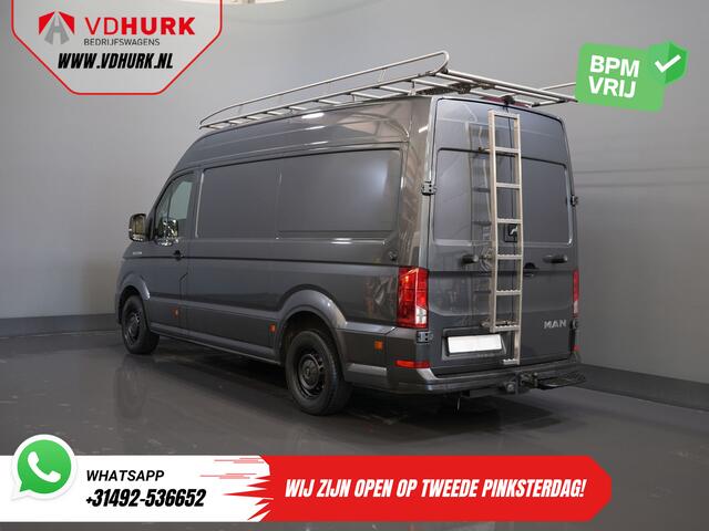 MAN TGE 35 2.0 180 pk DSG Aut. L3H3 BPM VRIJ! Imperiaal+Ladder/ Carplay/ Gev.stoel/ Inrichting/ Camera/ PDC/ Cruise/ Trekhaak/ Airco