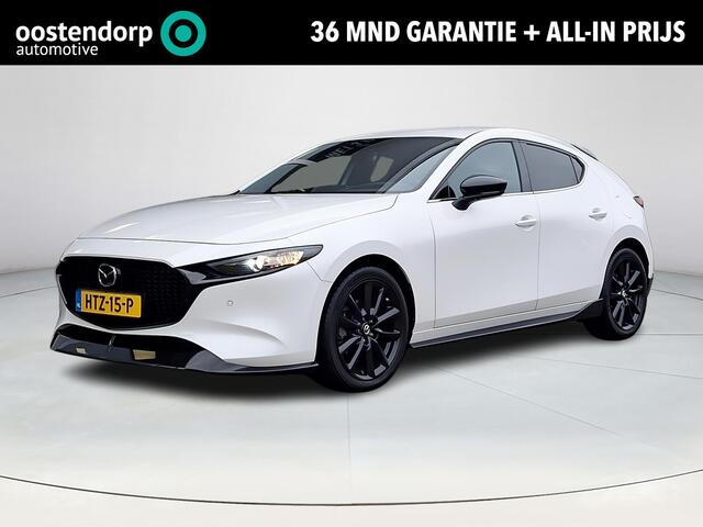 Mazda 3 2.0 e-SkyActiv-X M Hybrid 186 Nagisa | Aero pakket | Alcantara/Leder met stoelgeheugen | Achteruitrijcamera | Bose | HeadupDisplay | Navigatie en draadloze Applecarplay\Androidauto | Verlichte Dorpelbeschermers | Parelmoer Wit