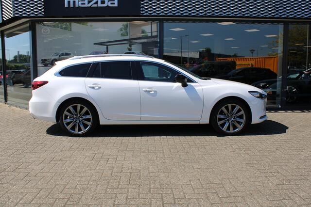 Mazda 6 Sportbreak 2.5 SkyActiv-G 194 Signature Automaat, Leder, Bose, Apple Carplay, LMV 19 Inch, HUD, Adap. Cruise, LKA, Stoelverwarming, Stoelverkoeling, Stuurverwarming, Navi, 360 Camera, Clima, PDC