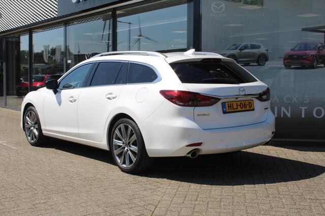 Mazda 6 Sportbreak 2.5 SkyActiv-G 194 Signature Automaat, Leder, Bose, Apple Carplay, LMV 19 Inch, HUD, Adap. Cruise, LKA, Stoelverwarming, Stoelverkoeling, Stuurverwarming, Navi, 360 Camera, Clima, PDC