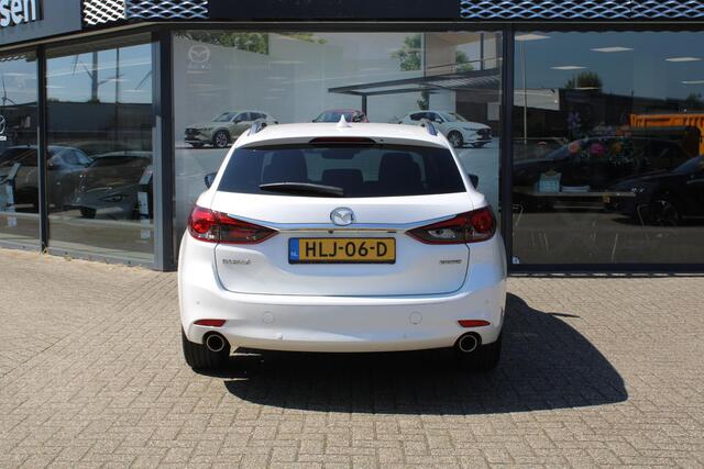 Mazda 6 Sportbreak 2.5 SkyActiv-G 194 Signature Automaat, Leder, Bose, Apple Carplay, LMV 19 Inch, HUD, Adap. Cruise, LKA, Stoelverwarming, Stoelverkoeling, Stuurverwarming, Navi, 360 Camera, Clima, PDC