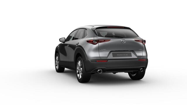 Mazda CX-30 Mazda e-Skyactiv X 186 6AT Exclusive-Line Black Comfort Pack & Driver Assistance & Sound Pack & Design Pack & Sunroof Pack | 18-inch lichtmetalen velgen, Silver | 360° View Monitor | 7-inch digitale meterset