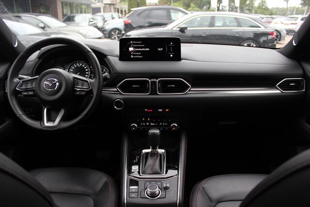 Mazda CX-5 2.0 e-SkyActiv-G M Hybrid 165 Homura / Trekhaak / Schuifdak / 360Camera / Head-up / Leder / 19'' / Bose / Keyless / Stoelventilatie+Verwarmd / Dodehoek / DAB / ACC