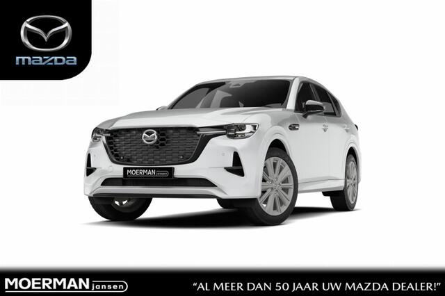 Mazda CX-60 Mazda e-Skyactiv PHEV 327 8AT AWD Homura Plus | 12,3-inch TFT-kleurendisplay met bediening via centrale HMI Commander, touchscreen (voor Apple CarPlay / Android Auto(TM)) of voice control | 12,3-inch digitale meterset | 20-inch lichtmetalen velgen, Black
