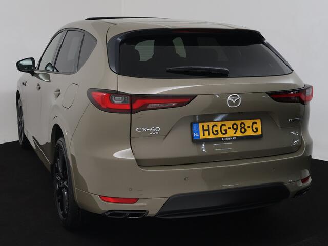 Mazda CX-60 2.5 e-SkyActiv PHEV Homura Plus | Elektrisch glazen panorama-dak | Dodehoek Ass. | LM velgen | Stoelverwarming | 360 Camera | Navigatie |