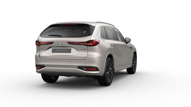 Mazda CX-80 Mazda e-Skyactiv PHEV 327 8AT AWD Homura Plus | 12,3-inch TFT-kleurendisplay met bediening via centrale HMI Commander, touchscreen (voor Apple CarPlay / Android Auto(TM)) of voice control | 12,3-inch digitale meterset | 20-inch lichtmetalen velgen, Black