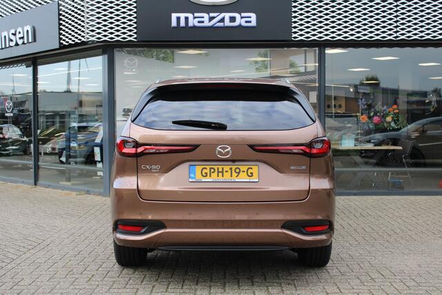 Mazda CX-80 2.5 e-SkyActiv PHEV 327 Homura Plus , Demovoordeel ¤ 5.300,-, Automaat, Trekhaak, Alarm, Pano/Schuifdak, 7-Zits, Leder, 360 Camera, Bose, Adap Cruise, LMV 20 Inch