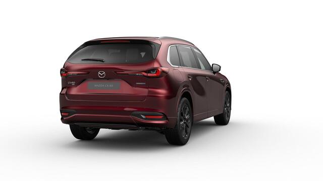 Mazda CX-80 Mazda e-Skyactiv PHEV 327 8AT AWD Homura | 12,3-inch TFT-kleurendisplay met bediening via centrale HMI Commander, touchscreen (voor Apple CarPlay / Android Auto(TM)) of voice control | 12,3-inch digitale meterset | 20-inch lichtmetalen velgen, Black