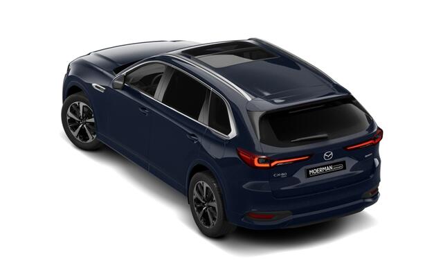 Mazda CX-80 Mazda e-Skyactiv PHEV 327 8AT AWD Homura Plus | 12,3-inch TFT-kleurendisplay met bediening via centrale HMI Commander, touchscreen (voor Apple CarPlay / Android Auto(TM)) of voice control | 12,3-inch digitale meterset | 20-inch lichtmetalen velgen, Black
