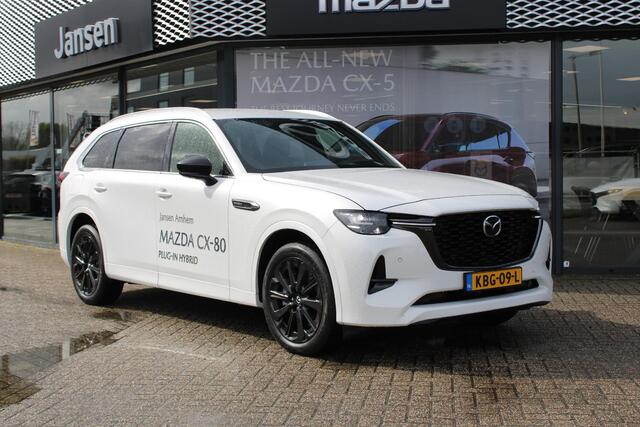 Mazda CX-80 2.5 e-SkyActiv PHEV Homura 6p. , Demo Auto, 1000 KM, Demovoordeel ¤11.940,-, Adap.Cruise, Bose, Navi, Apple Carplay, 360 Camera, HUD, Stoelverwarming/ventilatie, LMV 20 Inch