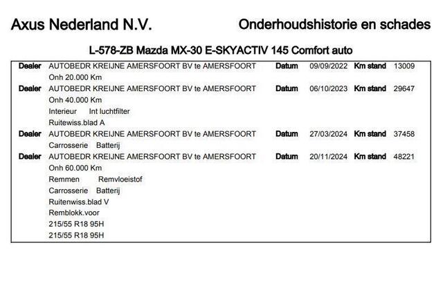 Mazda MX-30 e-SkyActiv 145 Comfort 36 kWh (146 PK) 1e-Eig. & Dealer-Onderh. BOVAG-Garantie. NL-Auto.