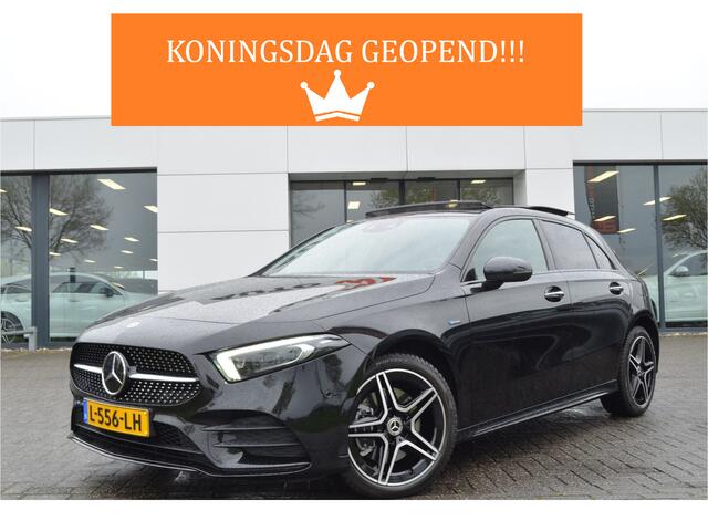 Mercedes-Benz A-KLASSE 250 e AMG Pano | Multibeam LED | Sfeerverlichting | 2x memory stoel | Keyless | Adaptive cruise + stuurassist | Carplay | Metallic zwart
