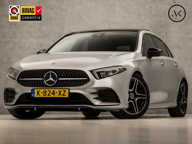 Mercedes-Benz A-KLASSE 180 AMG Sport Automaat (SCHUIFDAK, APPLE CARPLAY, SFEERVERLICHTING, BURMESTER, KEYLESS, LEDER/ALCANTARA, CAMERA, SPORTSTOELEN, STOELVERWARMING, WIDESCREEN, GETINT GLAS, NIEUWSTAAT)