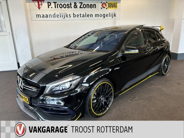 Mercedes-Benz A-KLASSE AMG 45 4MATIC Yellow Night 381PK | Panoramadak | Harman/Kardon | Kuipstoelen | Memory seats | Apple carplay | Adaptief onderstel | Achteruitrijcamera | Fabrieks-af Kleppensysteem | Cruise control | Climate control | Stoelverwarming