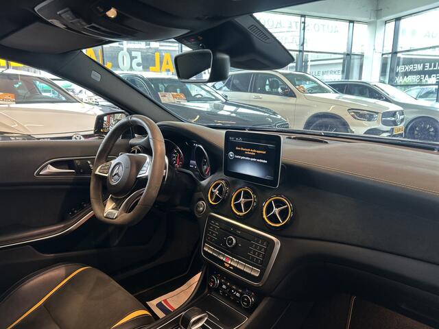 Mercedes-Benz A-KLASSE AMG 45 4MATIC Yellow Night 381PK | Panoramadak | Harman/Kardon | Kuipstoelen | Memory seats | Apple carplay | Adaptief onderstel | Achteruitrijcamera | Fabrieks-af Kleppensysteem | Cruise control | Climate control | Stoelverwarming