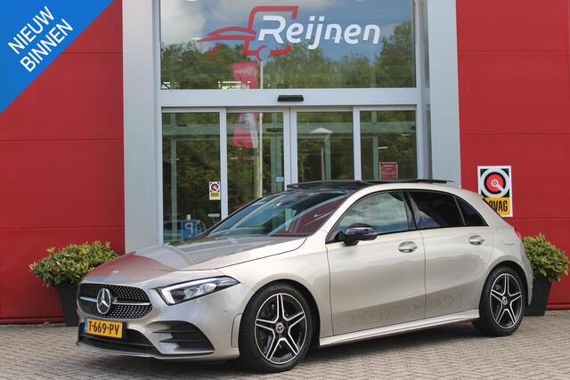 Mercedes-Benz A-KLASSE 220 190PK AUTOMAAT BUSINESS SOLUTION AMG | PANORAMA SCHUIF/KANTEL DAK | SFEER VERLICHTING VOOR + ACHTER | STOEL VERWARMING OP BEIDE VOORSTOELEN | MULTIBEAM LED KOPLAMPEN | ACHTERUITRIJ CAMERA | APPLE CARPLAY/ANDROID AUTO | NAVIGATIE | CRUISE CONTROL | NIG