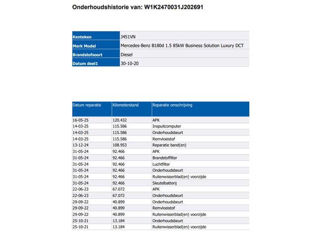 Mercedes-Benz B-KLASSE 180D Autmaat Business Solution Plus / Luxury / Panoramadak / Trekhaak / Xenon / airco-ecc./ Leder / Apk 06-2026