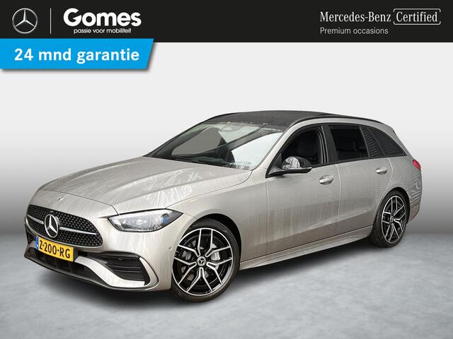 Mercedes-Benz C-KLASSE Estate 200 | Panoramadak | AMG Night | Zwart leer | Trekhaak | 360° Camera | Head-Up Display | Elektrisch Verstelbare Voorstoelen + Memory | Burmester 3D Surround Sound |