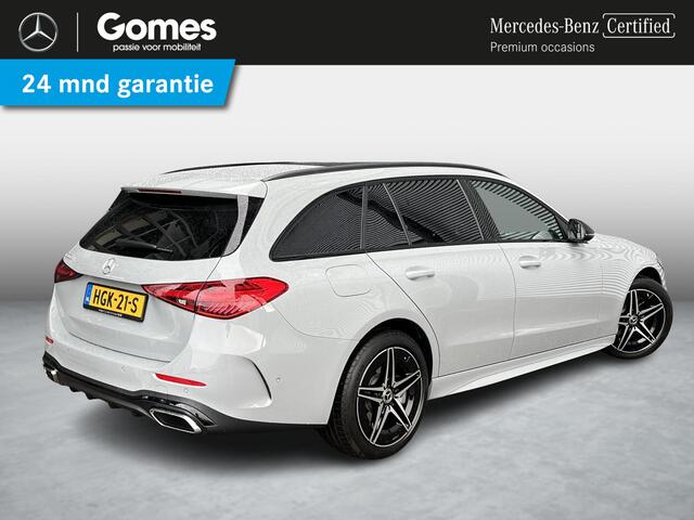 Mercedes-Benz C-KLASSE Estate 300 e Star Edition AMG | Night Pakket | Panoramadak | Burmester 3D Surround Sound | Elektrisch Verstelbare Stoelen + Memory | Dodehoekassistent | Apple CarPlay | Android Auto | Sfeerverlichting | Stoelverwarming | Elektrische Achterklep