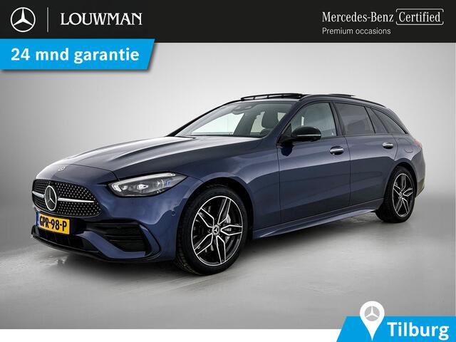 Mercedes-Benz C-KLASSE Estate 300 e AMG Plug-In Hybride AMG Line | Night Pakket | Panorama Schuif-Kanteldak | Trekaak | Parkeerpakket met 360°-camera. Inclusief 24 maanden MB Certified garantie voor Europa.