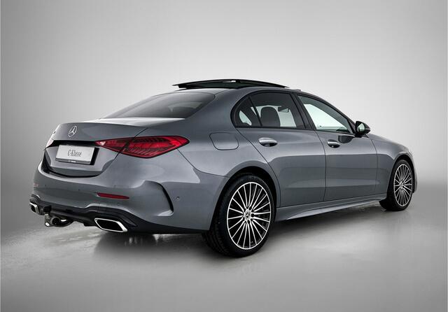 Mercedes-Benz C-KLASSE 300 e Business Solution AMG | Comfortpakket Plus | Nightpakket | Middenconsole metaalstructuur | Trekhaak | GUARD 360° Plus | Panoramaschuifdak | 360° camera | Diamond grill | 19" multispaaks lichtmetalen AMG-velgen |