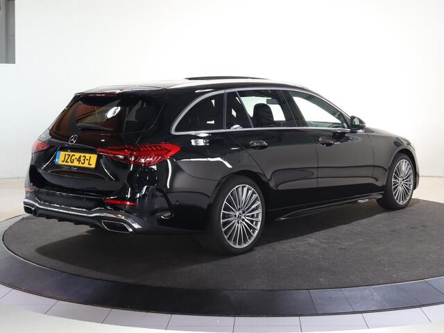 Mercedes-Benz C-KLASSE Estate 300e Business Solution AMG | 13-7-2026 Beschikbaar | Panoramaschuifdak | Dodehoekassistent | Memorypakket | 360° camera | Stoelverwarming |