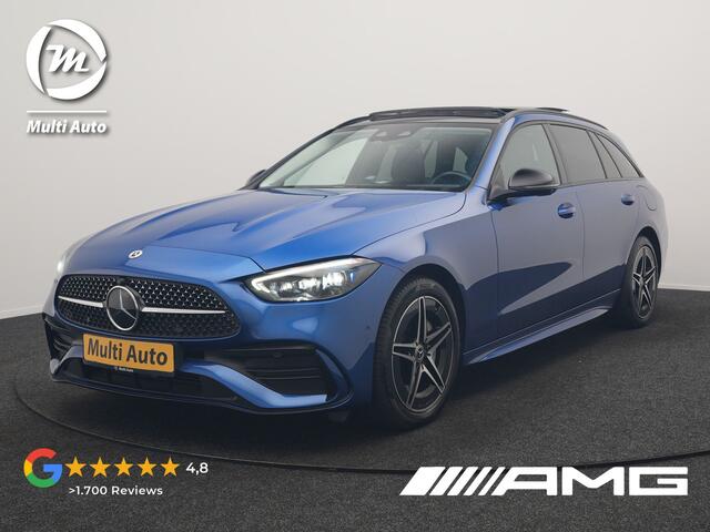 Mercedes-Benz C-KLASSE Estate 300 e 4MATIC AMG Line PHEV 313pk Dealer O.H. | Trekhaak Af Fabriek | Panodak | 360 Camera | Head Up | Adaptive Cruise | Digital Light | Alcantara Sportstoelen Memory & Verwarmd | Sfeerverlichting | Apple Carplay | Blis | DAB | Plug In Hybrid |