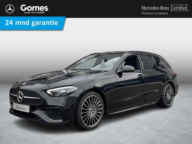 Mercedes-Benz C-KLASSE Estate 180 Business Solution AMG | Night Pakket | Panoramadak | 360° Camera | Dodehoekassistent | Sierdelen Lindehout Antraciet | Elektrisch Verstelbare Stoelen + Memory | Apple CarPlay | Android Auto | Sfeerverlichting | Stoelverwarming