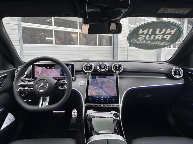 Mercedes-Benz C-KLASSE Estate 180 Business Solution AMG | Night Pakket | Panoramadak | 360° Camera | Dodehoekassistent | Sierdelen Lindehout Antraciet | Elektrisch Verstelbare Stoelen + Memory | Apple CarPlay | Android Auto | Sfeerverlichting | Stoelverwarming
